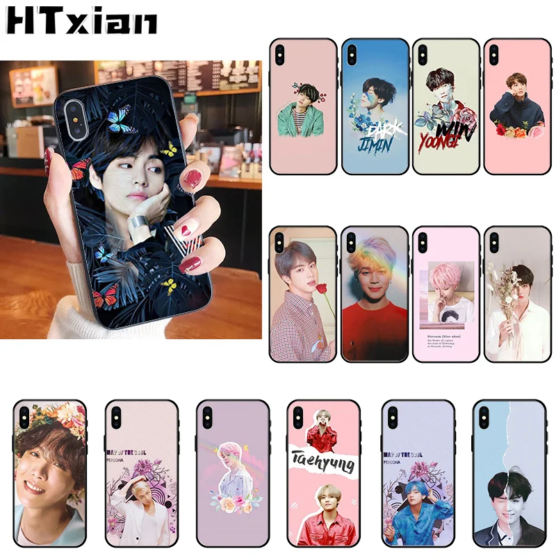 HTXian KPOP модный Jimin Suga RM ТПУ мягкий силиконовый черный чехол для телефона iPhone 11 pro XS