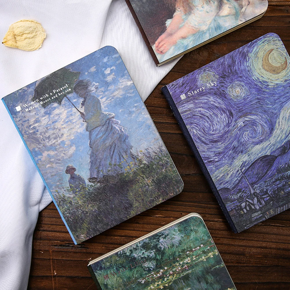 

1PC Retro World Famous Painting Notebook Van Gogh Monet Creative Planner Inner Pages Paper Handbook Diary School Supplies