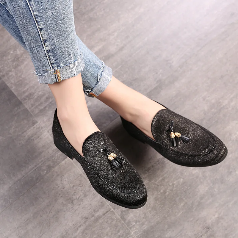 

Nice Pop Spring Fashion Oxford Casual SHoes Men Shoes Crystal Shiny Leather High Quality Soft Casual Breathable Men Flats Shoes