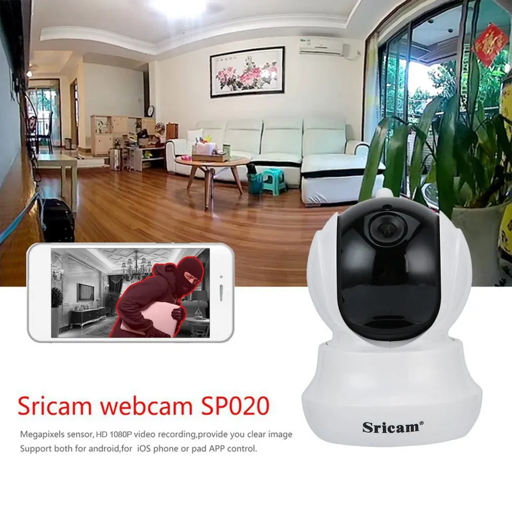 Для Sricam Sp020 1080P Hd Ptz Ip комнатная камера безопасности Ir-Cut Wedcam Wifi Беспроводная камера домашний монитор видеонаблюдения