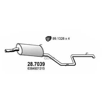 

Rear resonator muffler Mercedes Vito 230 TD 2.3 99 assso art. 287039