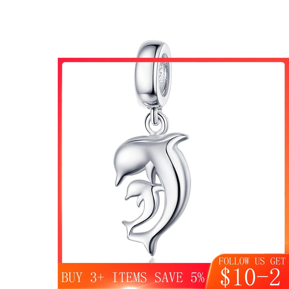 

CodeMonkey Happiness Dolphin Pendant Charms Fit Original Bracelet & Necklace 925 Sterling Silver Jewelry Symbol Of Love CMC1206