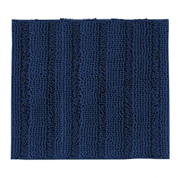 

Non-Slip Thick Fluff Chenille Bathroom Rug Set Super Soft Absorbent Striped Rug, Set of 2