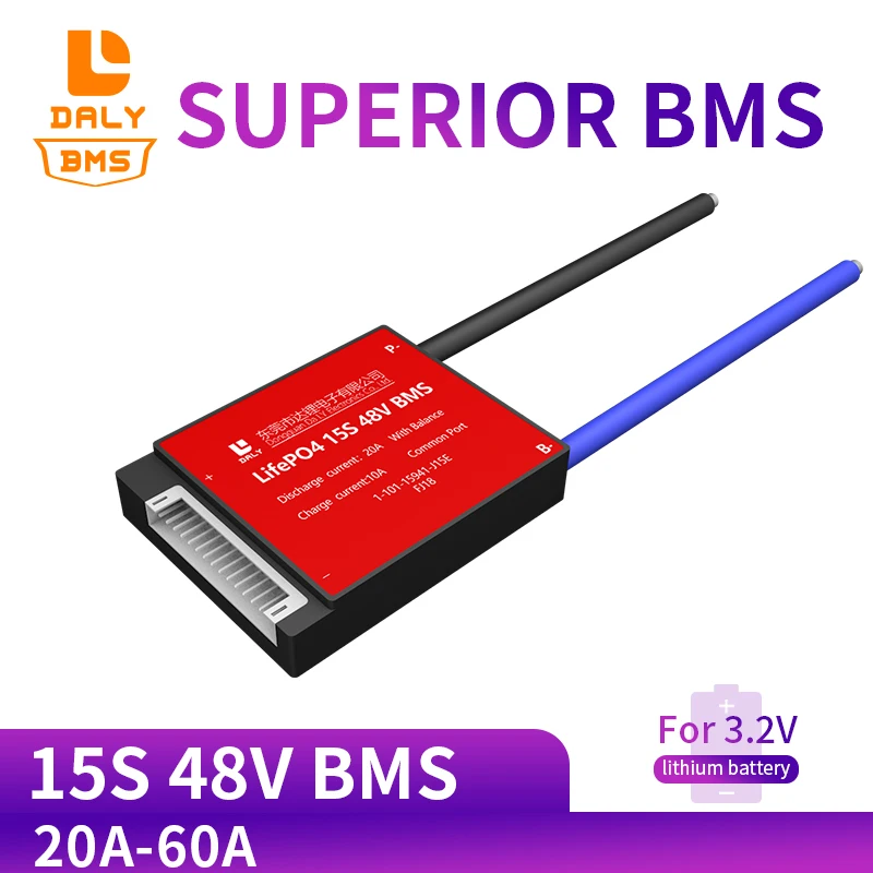 Плата защиты аккумулятора Daly 3 2 в 48 LifePo4 15S bms В 20A 30A 40A 60A 18650 PCM BMS со