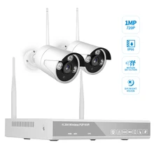 Беспроводная система видеонаблюдения 4CH NVR+ 2 камеры s 1MP 720P WiFi камера CCTV видео монитор видеонаблюдения ночного видения