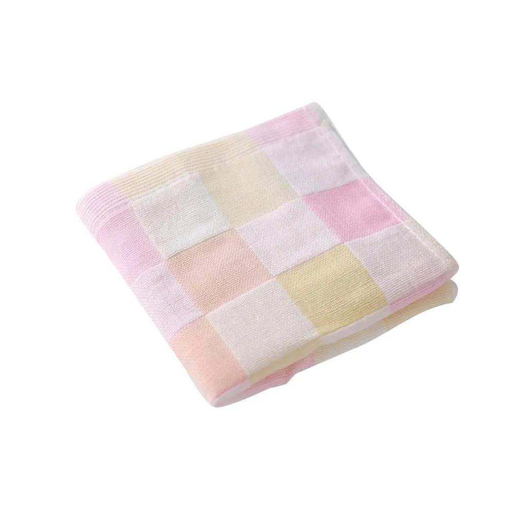 

Children Square Plaid Towel Home Application Comfortable and Air-permeable Double Sided Suction Facecloth