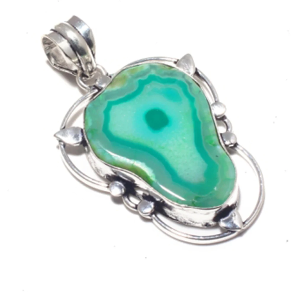Genuine Solar Agate Pendant Silver Overlay over Copper Jewelry Hand made Women gift P8707 | Украшения и аксессуары