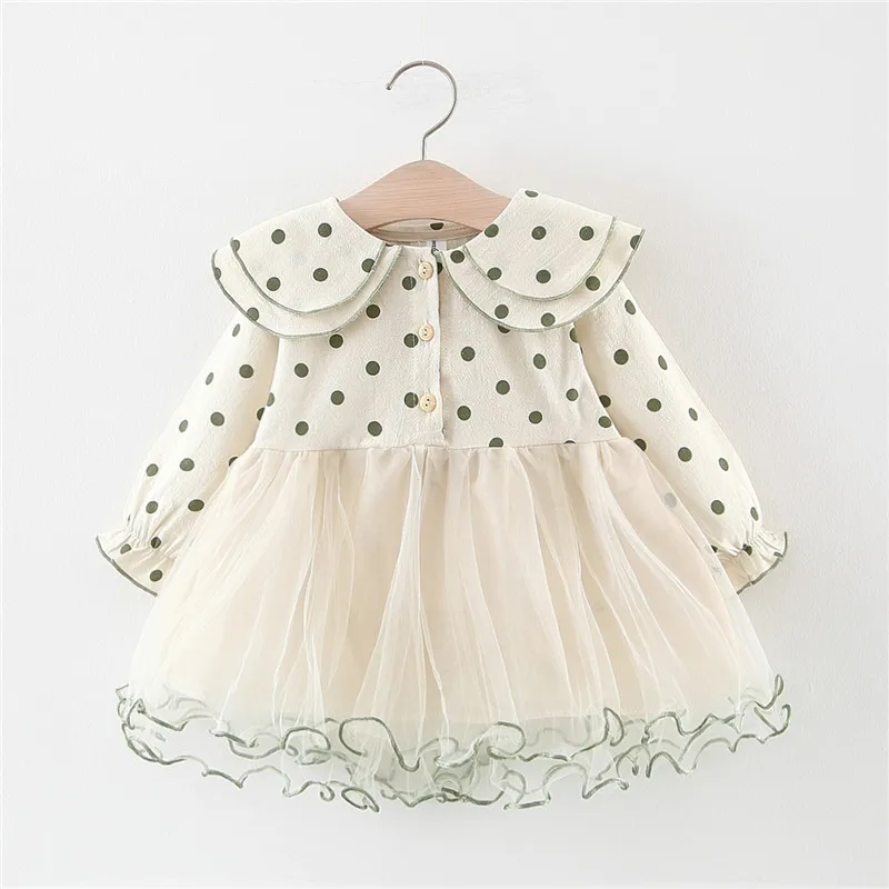 

2019 Girls Dress Spring Autumn Kids Fashion Cotton Dot Mesh Dresses For Baby Girl Children Wedding Party Princess Dress Clothing