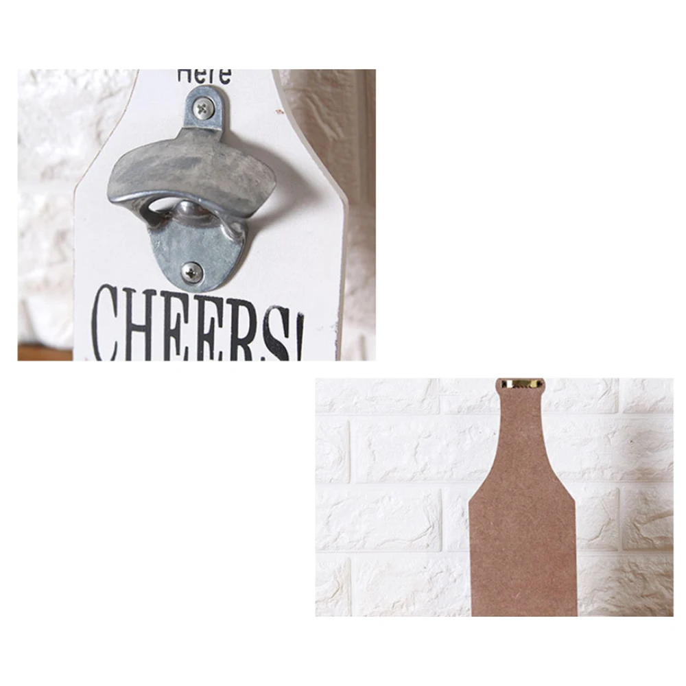 Wall Mounted Bar Restaurant Decoration Durable Beer Bottle Opener Kitchen Bar Beer Opener Wood
