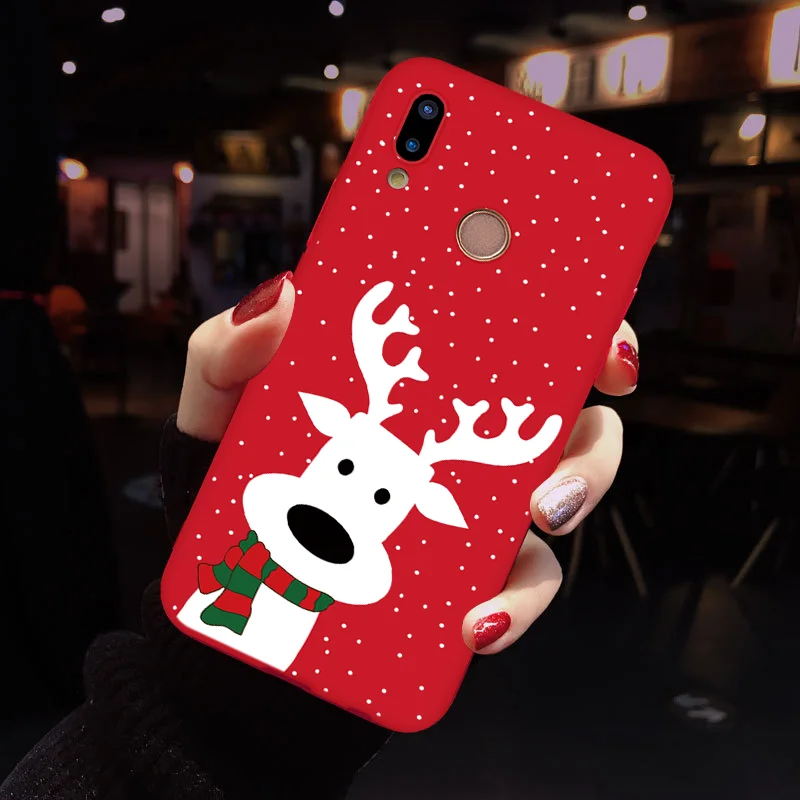 Matte Silicone Case For Huawei Y6 Y7 Pro P8 P9 P10 P20 P30 Pro Mate 20 Lite For Honor 8X 7A 9 Lite 10 Play Christmas Cover