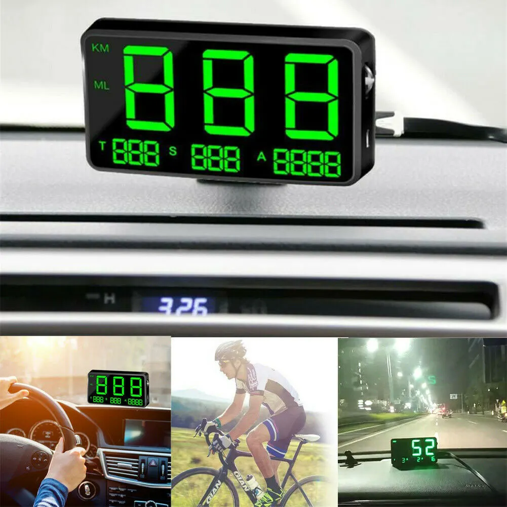 Автомобильная сигнализация HUD мотоциклы система gps Спидометр грузовик большой экран Электроника дисплей Универсальный велосипед превышение Предупреждение цифровой