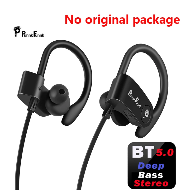 Black-No package Bluetooth наушники беспроводные наушники Bluetooth 5,0 спортивные водонепроницаемые Ipx4 бас стерео гарнитуры W/Mic PunnkFunnk телефон наушники - Цвет: Black-No package