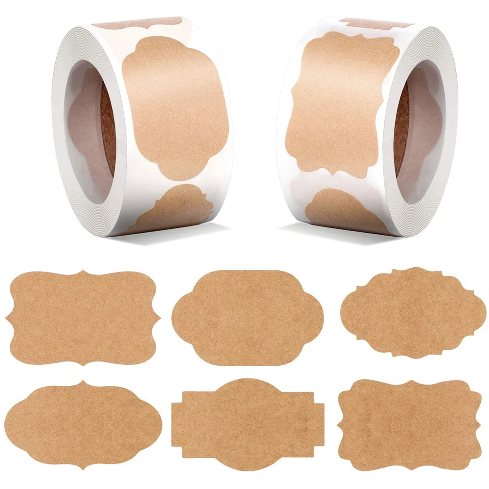 300pcs Kraft Paper Blank Stickers Writable Label Gift Decoration Envelope  Seal Sticker Classification Office Stationery Stickers - Stationery Sticker  - AliExpress
