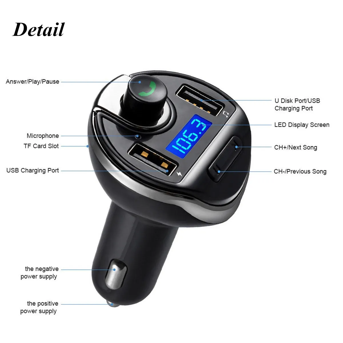 Bluetooth fm-передатчик для автомобиля Hands Free In-Car fm-радио адаптер с USB зарядное устройство обнаружения напряжения автомобильный комплект