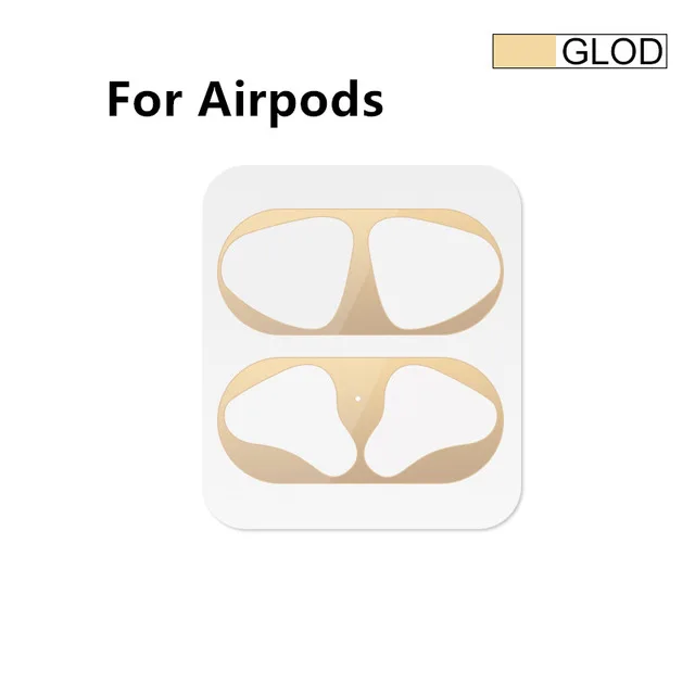 gold for airpods Металлическая Пыль Защита для Airpods стикер Apple аксессуары для кожи чехол зарядка защитная коробка для Airpods 2 Air Pods Airpods2 наклейка - Цвет: gold for airpods