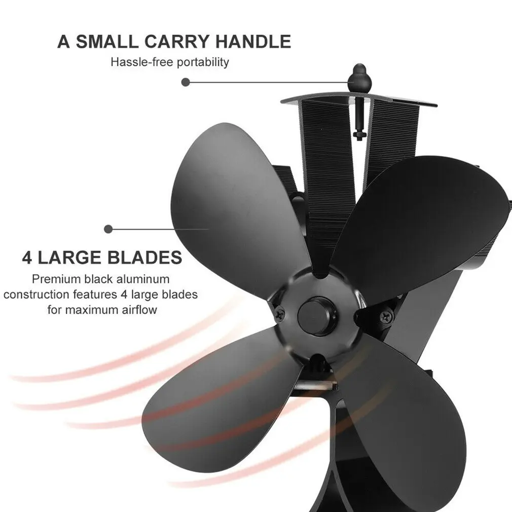 Камин 4 лопасти вентилятор для печи, работающий от тепловой энергии бревенчатая деревянная горелка экологичный тихий вентилятор для дома эффективное распределение тепла горячий вентилятор