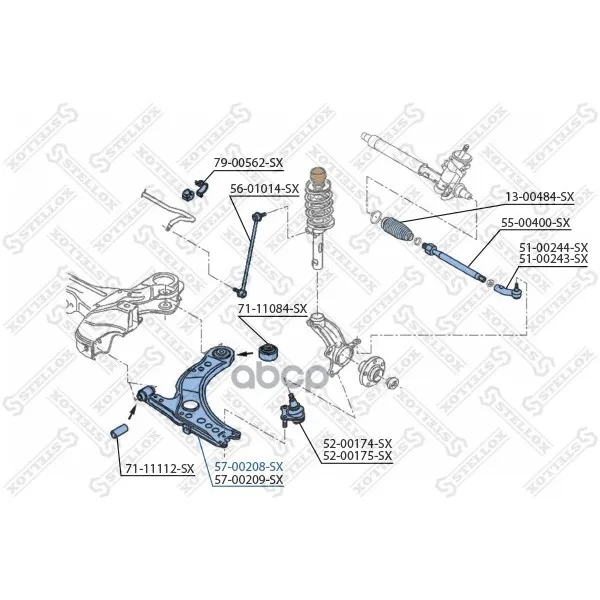 57-00208-Sx_рычаг Левый! Vw Polo 09 Stellox 5700208sx Stellox арт. 5700208SX