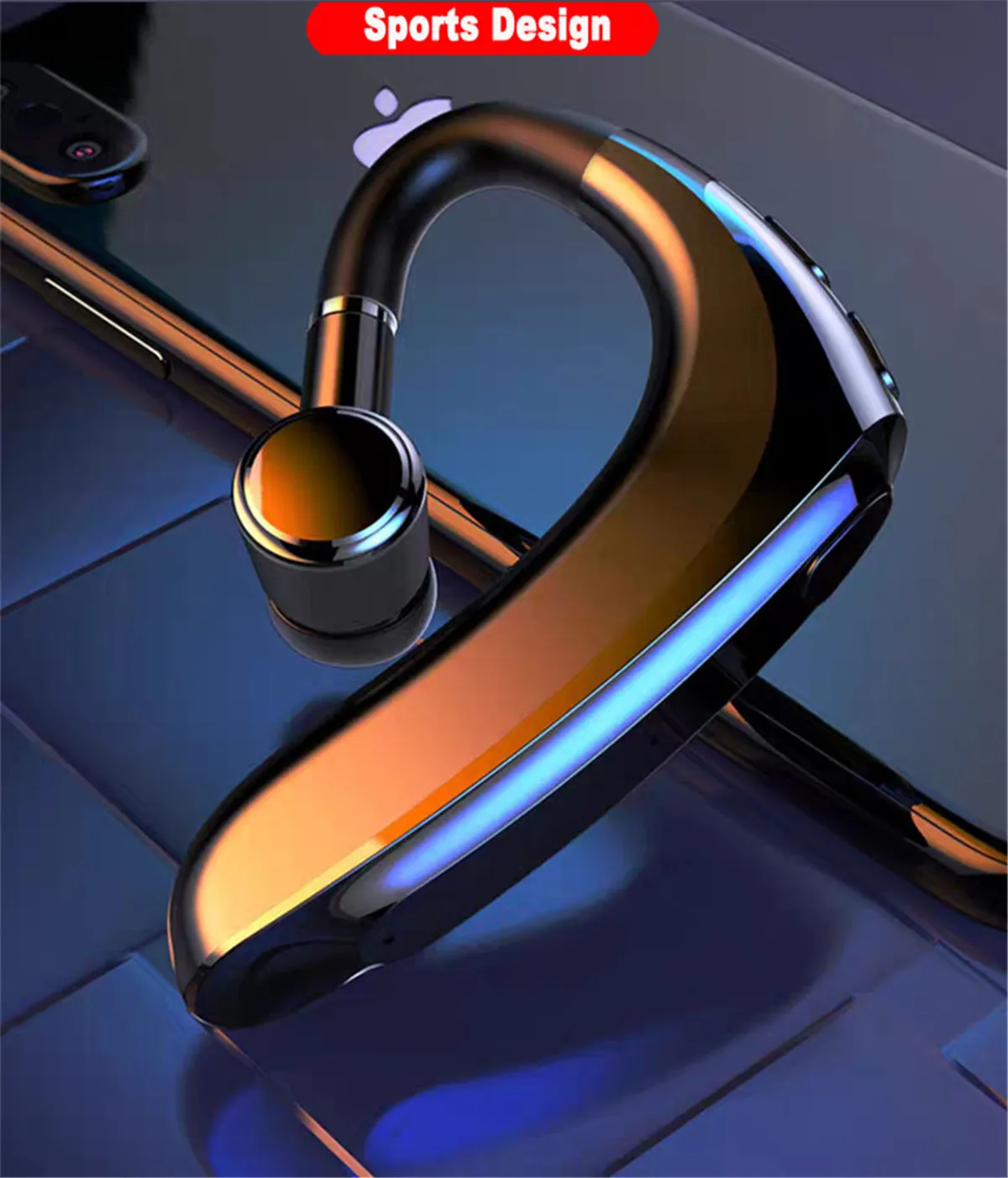 New TWS Bluetooth Wireless Earphones Single Hanging Earhook Sports Headset For Driving Support IOS Android Phones