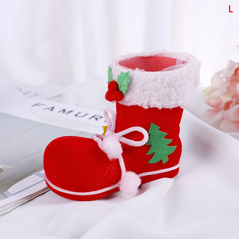 Рождественский подарок, Сапожок Санты; подвесной, для конфет подарочные пакеты с рождественской ёлкой с утолщённой меховой опушкой, рождественские украшения noel, мешочек для de natal DA - Цвет: L