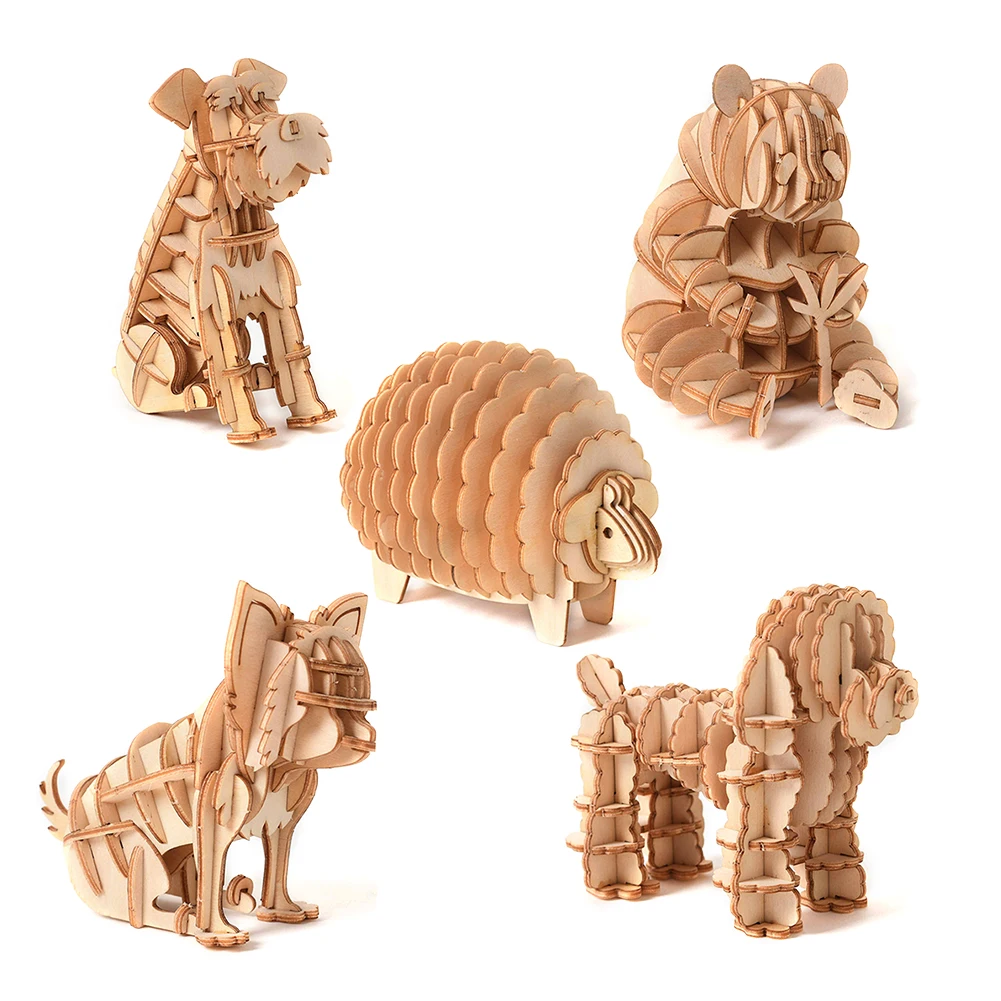 

3D Wooden Kids Teen 3D Puzzle DIY Animal Toy Model Craft Jigsaw Puzzles Intellectual Educational Desk Decor Toys for children
