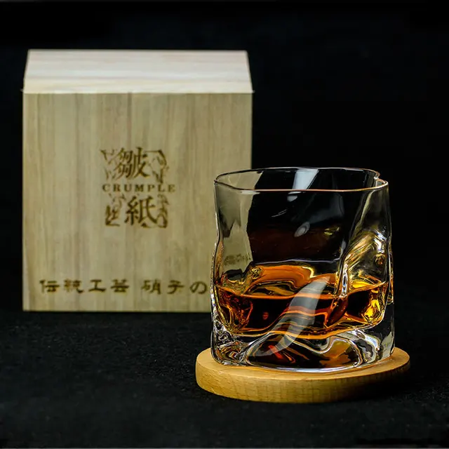 Crystal Crumple Paper Irregular Shape Whisky Glass 1