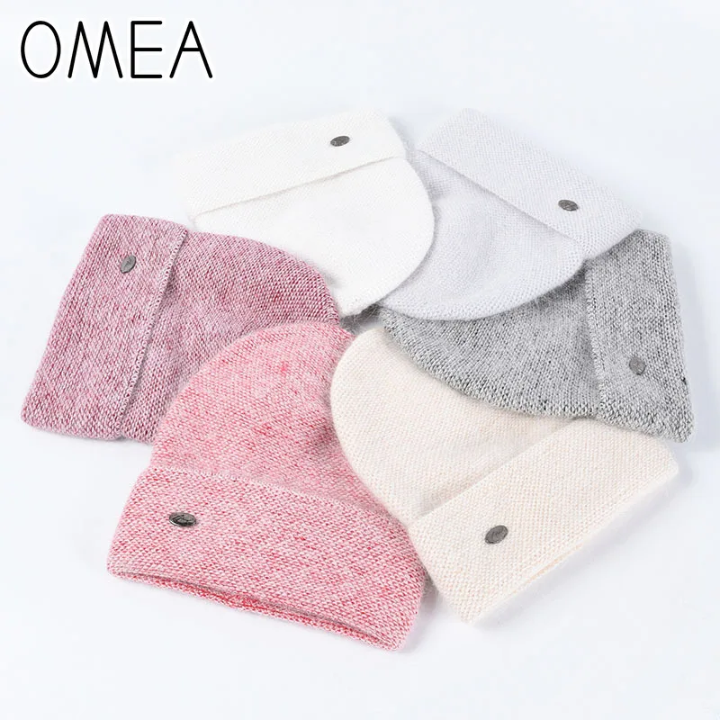 OMEA 2019 Новый Ангорского кролика меховая шапка женская лыжи вязаный кашемировый