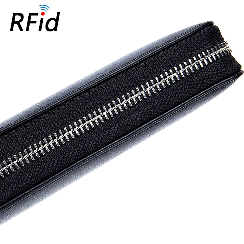 Женский RFID Кожаный Бумажник на молнии, кошелек для монет, держатель для карт, клатч, сумочка, Feminina, горячая сумка для денег, карманы, розовый цвет