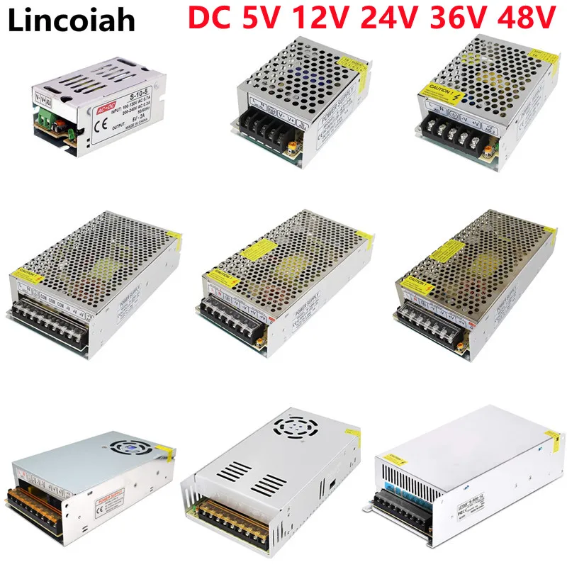 Lincoiah Switching Power Supply Light Transformer AC 100 240V DC 5V 12V 24V 36V 48V Source Adapter SMPS For LED Strips CCTV Lamp
