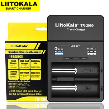 

2020 LiitoKala TR-2000 18650 Battery Charger and USB QC3.0 output Travel charger For 18650 26650 21700 18500 and 5V electronics