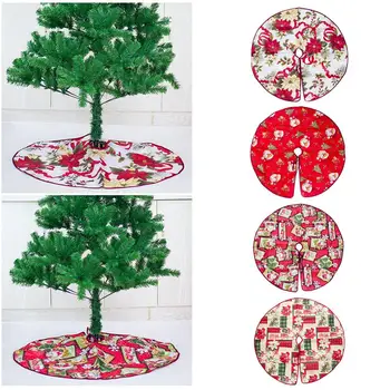 

60/90cm Floral Print Christmas Tree Skirt Floor Mat Xmas Party Festival Christmas Decorations for Little Tree Dropshipping