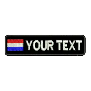 

Custom Holland Netherlands flag name patches personalized iron on hook backing embroidered