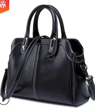 Сумка из натуральной кожи для женщин, женская сумка, Большая вместительная сумка через плечо, Высококачественная сумка-торба через плечо C1184 - Цвет: Черный