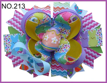 

free shipping 50pcs D group Easter hair bows Bunny hair clips Jelly Bean Hair Bow Easter Chick hair clips girl hair acces