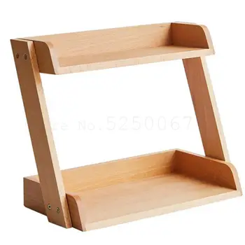 

Japanese Office Desktop Receive Wooden Double Sundry Finishing Shelf Simple Small Shelf On The Desk