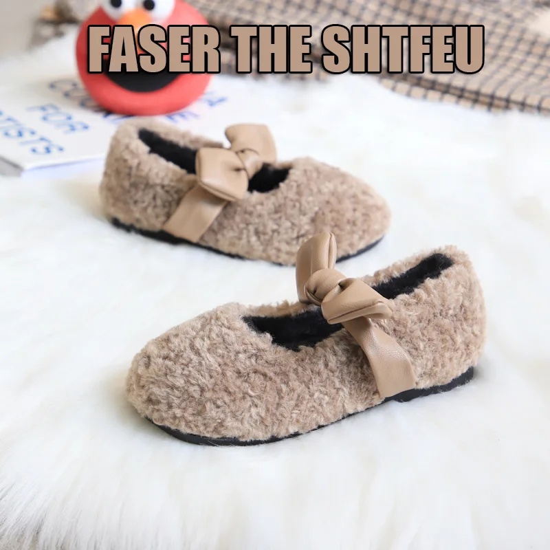 Осенне-зимние кроссовки для маленьких детей; Теплая обувь с рисунком; Мягкие плюшевые тапочки на подошве для мальчиков и девочек