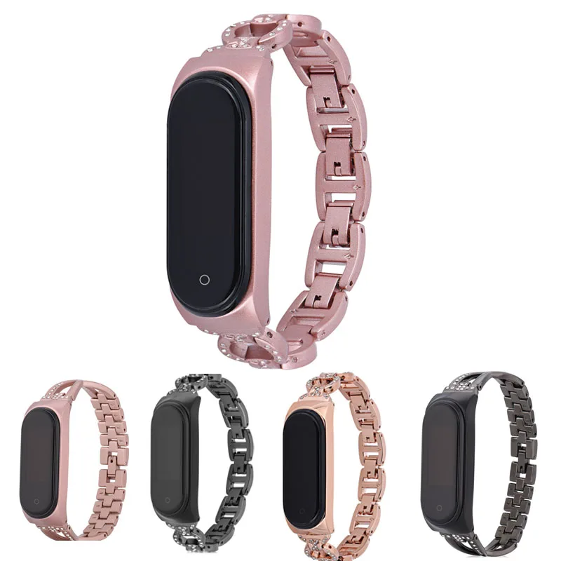 Модный женский браслет с бриллиантами для Xiaomi MiBand 4 из нержавеющей стали Miband3 Smart Mi