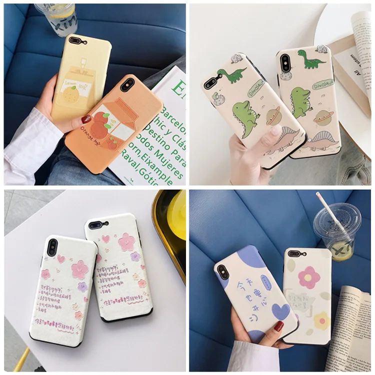 South Korea Cartoon Cute Embossed Soft Case for IPhone 11 7p/6 6S/Xs Max/XR Couple Apple Phone Cover Fitted | Мобильные телефоны и