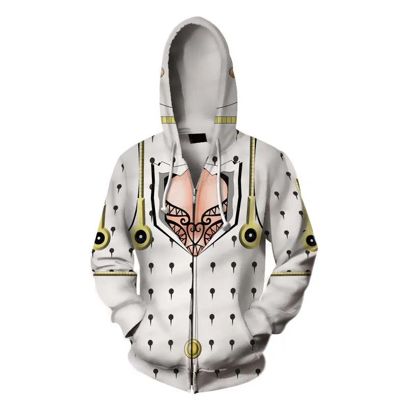 Аниме толстовки Толстовка Джоджо чудесные Приключения косплей костюм толстовка на молнии унисекс Повседневная куртка 3D принт