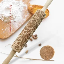 Рождество 35 см Скалка Рождество тиснение Снежинка и листья кружева печати деревянные выпечки печенье торт выгравированы ролик Прямая поставка