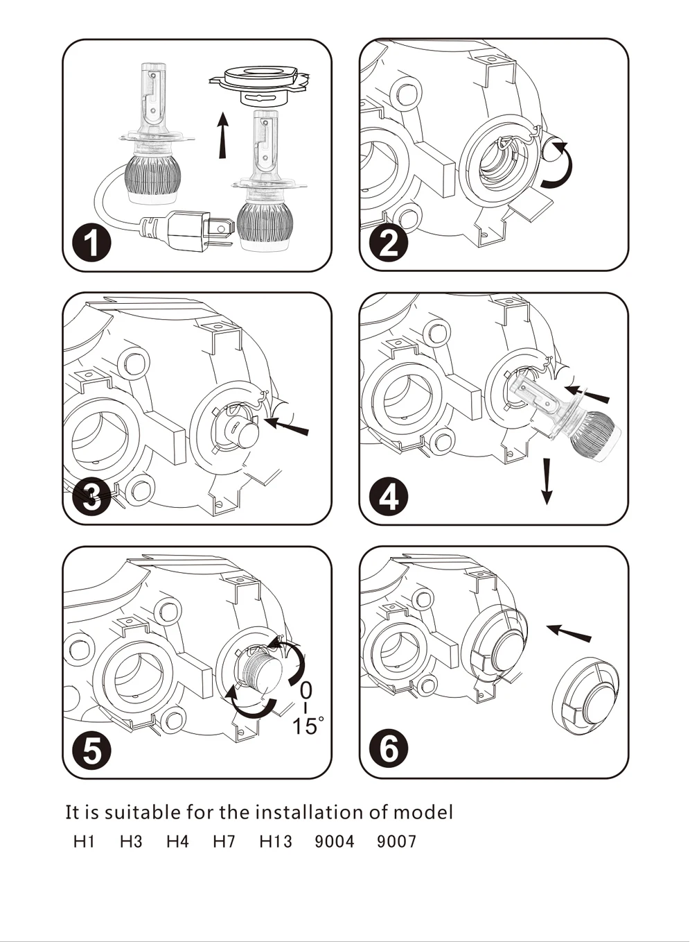 Stone Banks Car LED Headlight H1 H3 H7 H8 H11 H16 9005 HB3 9006 HB4 9012 HIR2 H4 9004 9007 HB5 H13 Auto Head Lamp Bulb Fog Light