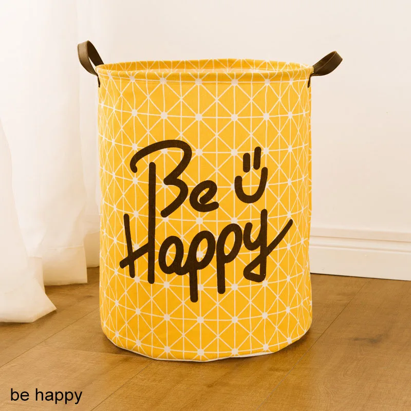 be happy Корзина для белья 40*50 см, складные бочки для хранения вещей из хлопка и льна, водонепроницаемые, многофункциональные, вместительные - Цвет: be happy