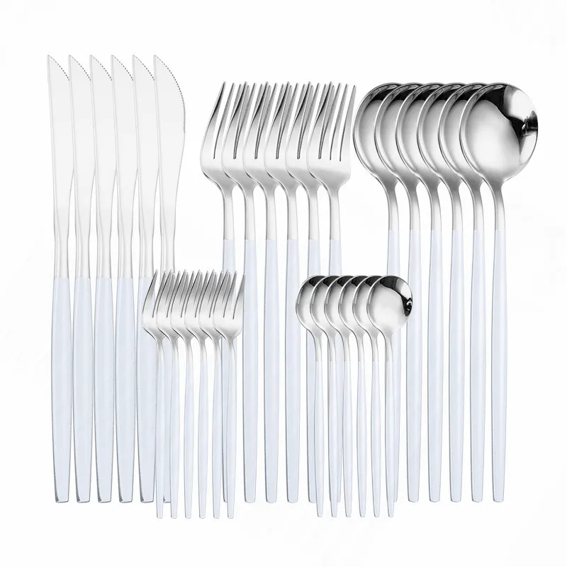 US $28.95 30 PcsSet Cutlery Stainless Steel Cutlery Fork Spoon Knife Set Tableware Dinnerware Set Knife Fork Spoon Wedding Silverware Set