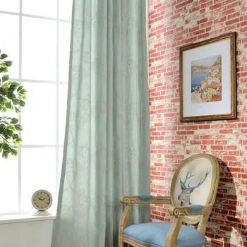 

Cotton Linen Embroidery Half Blackout Curtains for Living Dining Room Bedroom.