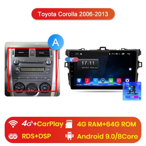 4-64GB for 4G Junsun V1 Pro 4G+ 64G Android 9,0 для Toyota Corolla 2006-2013 автомобильный Радио Мультимедиа Видео плеер навигация RDS 2 din dvd - Цвет: 4-64GB for 4G