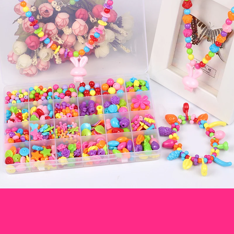 24 сетки детская развивающая игрушка с бисером DIY ручной работы разноцветные Maca комплект с бусинами для девочек из бисера соска струнные бусины украшения