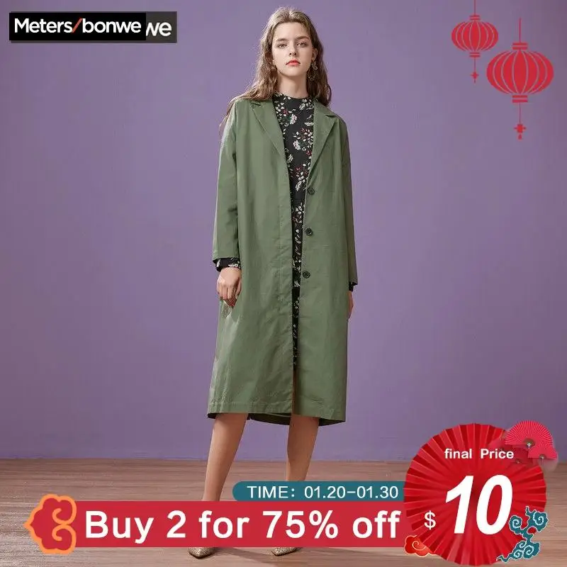 Kopen Metersbonwe Vrouwen Bovenkleding Lente Herfst Lange Losse Stof Jas