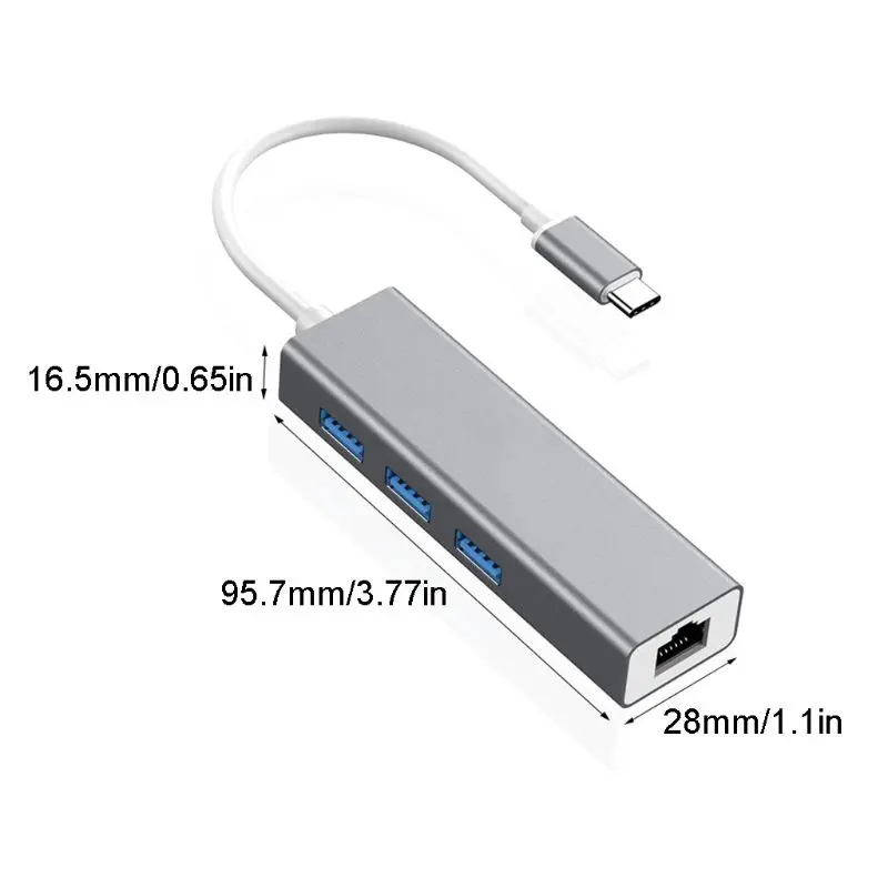 Тип C к USB 3,0 концентратор RJ45 Ethernet Lan Сетевой адаптер для MacBook Pro ноутбуков D08A