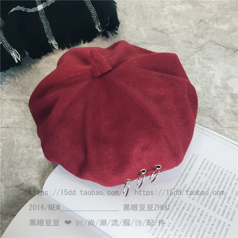Берет, корейский стиль, стиль, Ulzzang, Крутое кольцо, художница, кепка, железный обруч, береты для женщин, Осень-зима, ретро, британский, корейский стиль