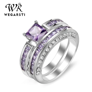 

WEGARSTI Party Alloy Vintage Jewelry Stylish Girl Gifts Women Ring Artificial Gem Charms Elegant Crystal Zircon ring