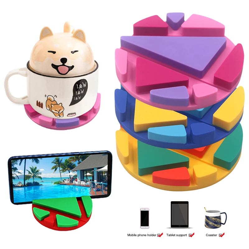 

Universal Cup Mat Pad Phone Holder Stand For iPhone7 X For Samsung For iPad Desk Stand Portable Mount Cell Mobile Phone Support